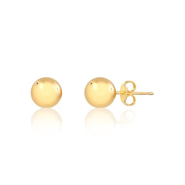 18K Gold Layered Oro Laminado 7mm Stud Ball Push-Back Earrings 21.0171